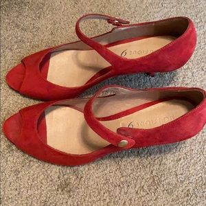 Suede red heels